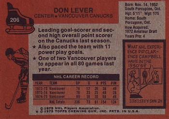 1975-76 Topps #206 Don Lever Back