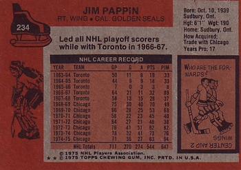 1975-76 Topps #234 Jim Pappin Back