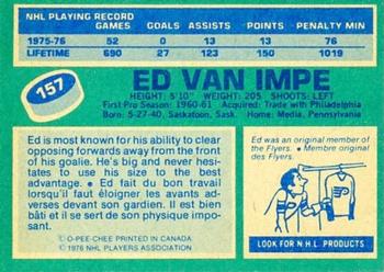 1976-77 O-Pee-Chee #157 Ed Van Impe Back