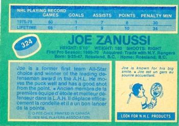 1976-77 O-Pee-Chee #324 Joe Zanussi Back