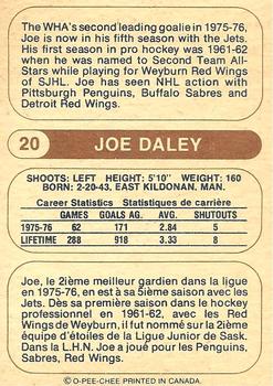 1976-77 O-Pee-Chee WHA #20 Joe Daley Back