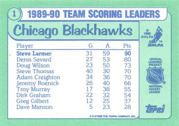 1990-91 Topps - Team Scoring Leaders Collector's Edition (Tiffany) #1 Steve Larmer Back