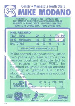 1990-91 Topps - Collector's Edition (Tiffany) #348 Mike Modano Back
