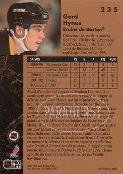 1991-92 Parkhurst French #235 Gord Hynes Back