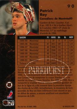 1991-92 Parkhurst French #90 Patrick Roy Back