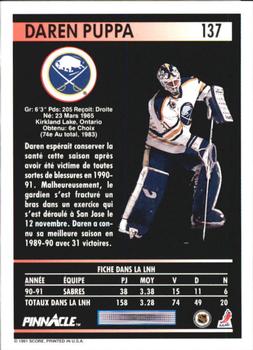 1991-92 Pinnacle French #137 Daren Puppa Back