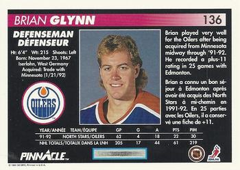 1992-93 Pinnacle Canadian #136 Brian Glynn Back