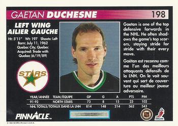 1992-93 Pinnacle Canadian #198 Gaetan Duchesne Back