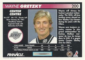 1992-93 Pinnacle Canadian #200 Wayne Gretzky Back