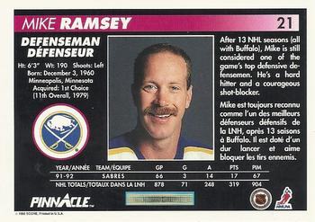 1992-93 Pinnacle Canadian #21 Mike Ramsey Back