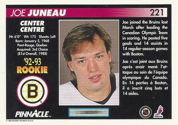 1992-93 Pinnacle Canadian #221 Joe Juneau Back