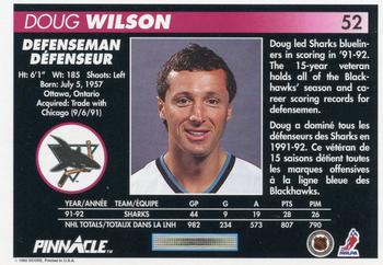 1992-93 Pinnacle Canadian #52 Doug Wilson Back