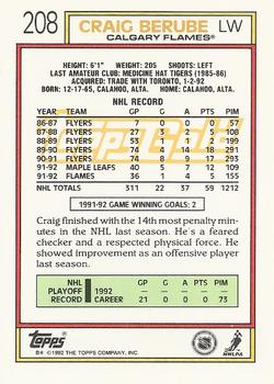 1992-93 Topps - Gold #208 Craig Berube Back