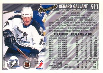 1993-94 O-Pee-Chee Premier - Gold #511 Gerard Gallant Back