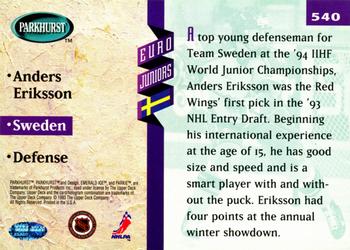 1993-94 Parkhurst - Emerald Ice #540 Anders Eriksson Back