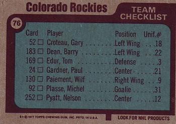 1977-78 Topps #76 Colorado Rockies Back