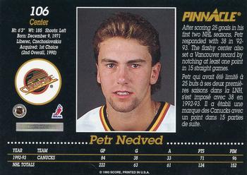 1993-94 Pinnacle Canadian #106 Petr Nedved Back