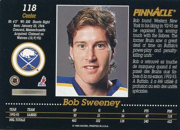 1993-94 Pinnacle Canadian #118 Bob Sweeney Back