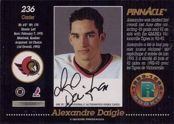 1993-94 Pinnacle Canadian #236 Alexandre Daigle Back