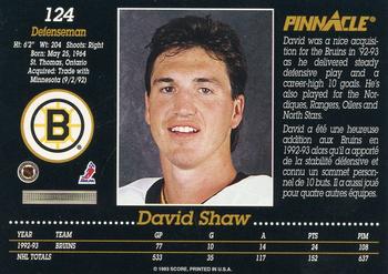 1993-94 Pinnacle Canadian #124 David Shaw Back