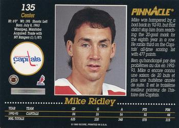 1993-94 Pinnacle Canadian #135 Mike Ridley Back