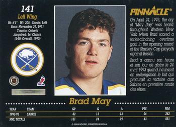 1993-94 Pinnacle Canadian #141 Brad May Back