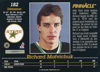1993-94 Pinnacle Canadian #182 Richard Matvichuk Back