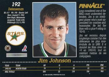 1993-94 Pinnacle Canadian #192 Jim Johnson Back