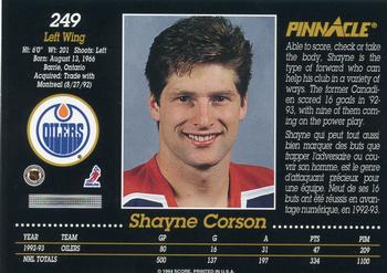 1993-94 Pinnacle Canadian #249 Shayne Corson Back