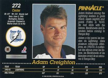 1993-94 Pinnacle Canadian #272 Adam Creighton Back