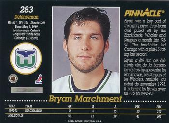 1993-94 Pinnacle Canadian #283 Bryan Marchment Back