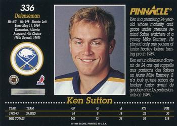 1993-94 Pinnacle Canadian #336 Ken Sutton Back