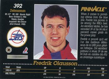 1993-94 Pinnacle Canadian #392 Fredrik Olausson Back