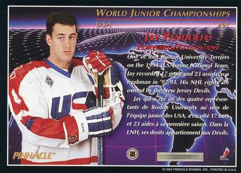1993-94 Pinnacle Canadian #497 Jay Pandolfo Back