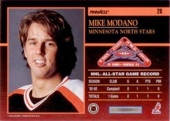 1993-94 Score Canadian - Pinnacle All-Stars Canadian #28 Mike Modano Back