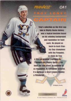 1993-94 Pinnacle Canadian - Captains #CA1 Troy Loney Back