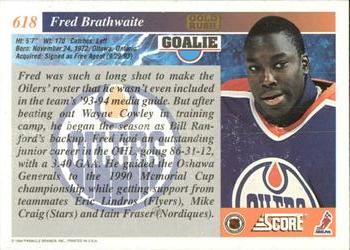 1993-94 Score - Gold Rush #618 Fred Brathwaite Back