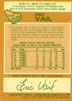 1978-79 O-Pee-Chee #129 Eric Vail Back