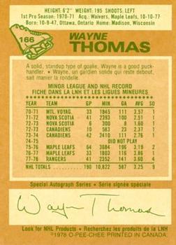 1978-79 O-Pee-Chee #166 Wayne Thomas Back