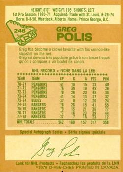 1978-79 O-Pee-Chee #246 Greg Polis Back
