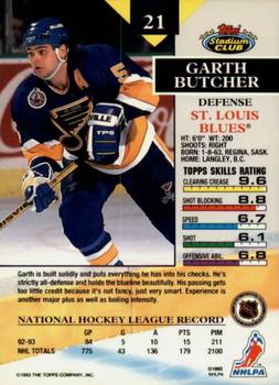 1993-94 Stadium Club - First Day Issue #21 Garth Butcher Back