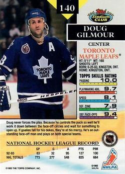 1993-94 Stadium Club - First Day Issue #140 Doug Gilmour Back
