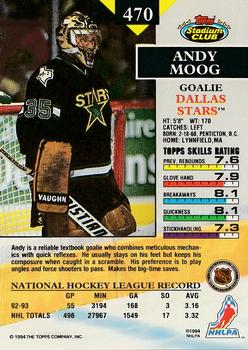 1993-94 Stadium Club - First Day Issue #470 Andy Moog Back