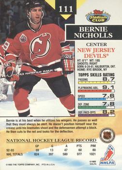 1993-94 Stadium Club O-Pee-Chee #111 Bernie Nicholls Back