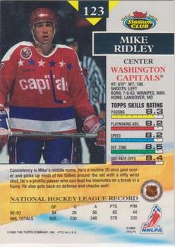 1993-94 Stadium Club O-Pee-Chee #123 Mike Ridley Back