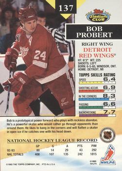 1993-94 Stadium Club O-Pee-Chee #137 Bob Probert Back