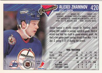 1993-94 Topps Premier - Gold #420 Alexei Zhamnov Back