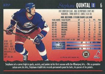 1994-95 O-Pee-Chee Premier - Special Effects #6 Stephane Quintal Back