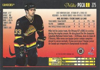1994-95 O-Pee-Chee Premier - Special Effects #275 Mike Peca Back