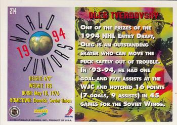 1994-95 Score - Gold Line #214 Oleg Tverdovsky Back